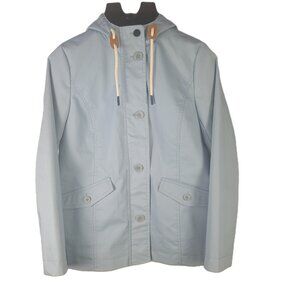 Talbots Hooded Light Blue Rain Jacket/Coat Women's XS